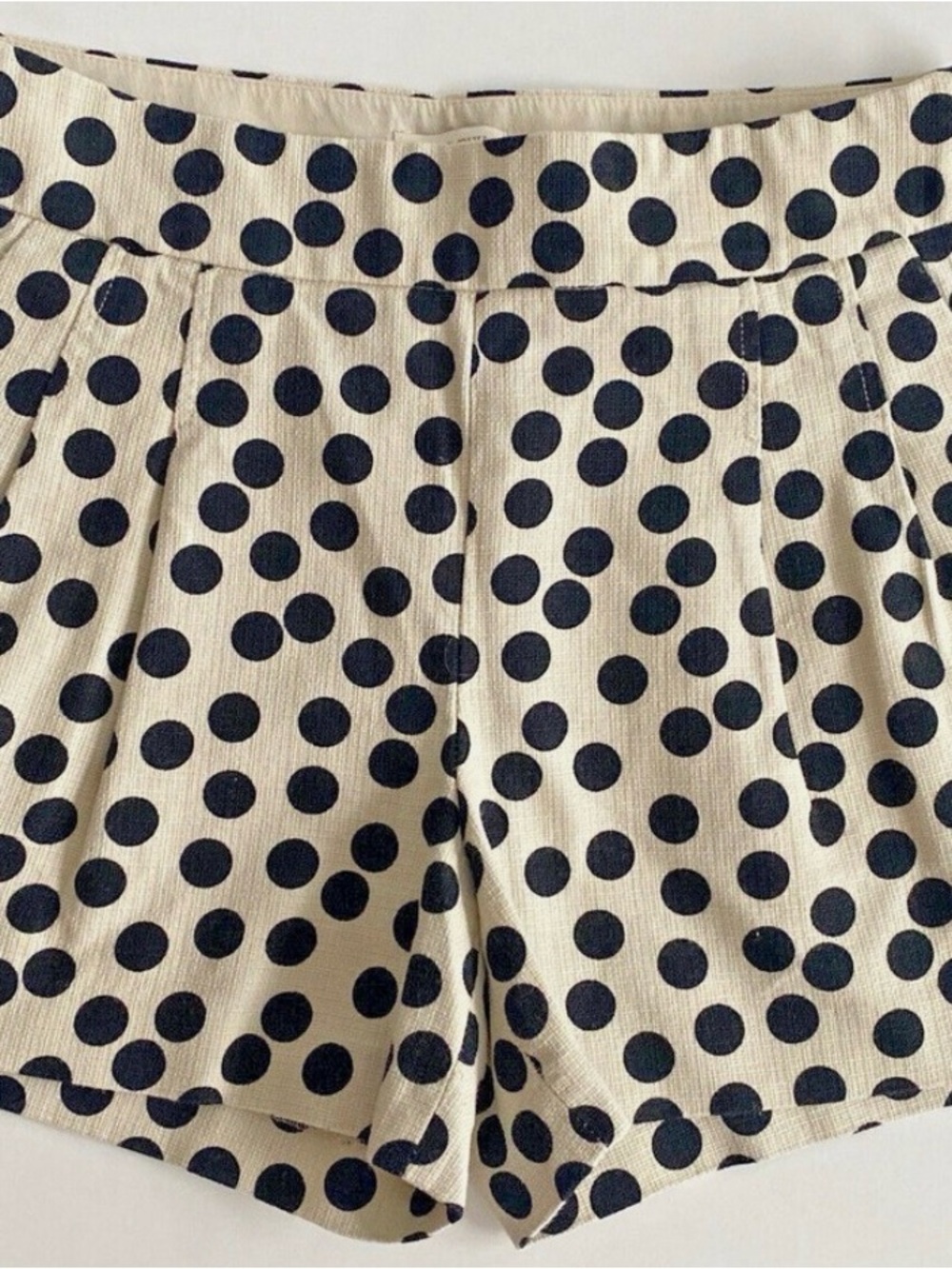 Like New-Mint Condition-J. Crew Cream and Black Polka Dot High-Waist Shorts